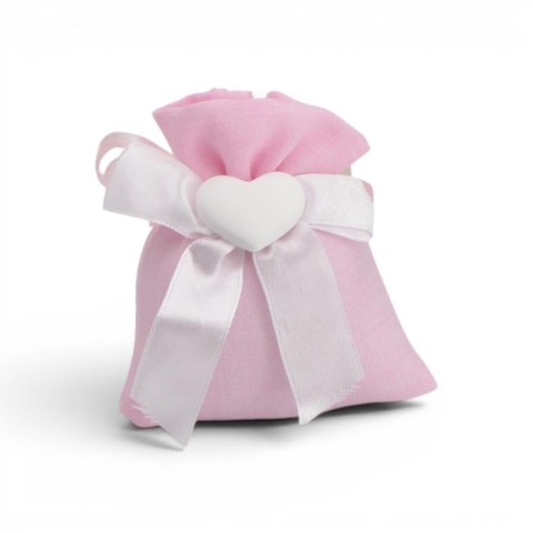SACCHETTO COTONE CUORE ROSA 8X